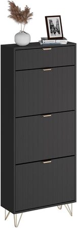 Шафа для взуття Vicco Helge, чорна, 60 x 145 см, 3 відділення