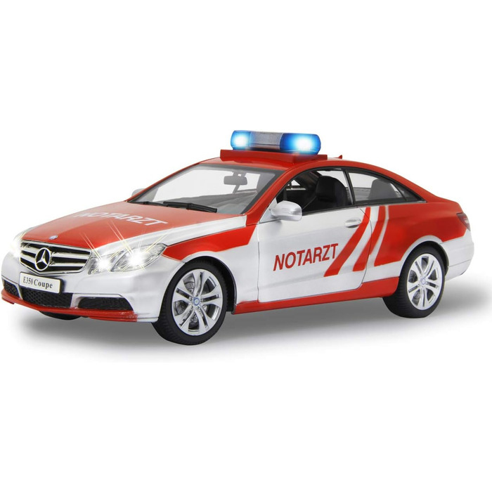 Модель Mercedes-Benz E350 Coupe 1:16 JAMARA 410023, 2.4GHz, срібно-червоний, зі звуковими та світловими ефектами (сирена, сигналізація, блимання)
