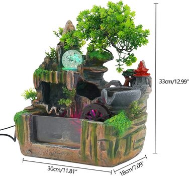Кімнатний фонтан-водоспад з LED підсвіткою та ефектом туману, декоративний фонтан для дому та офісу