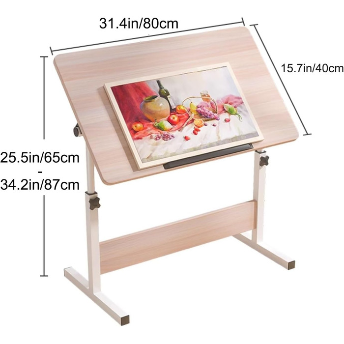 Складаний столик для малювання, регульована висота, мольберт-столик для дому та офісу, диванів та соф, розмір 80 см