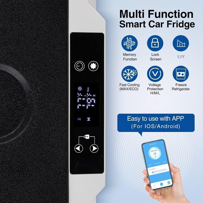 Кühlbox AAOBOSI Kompressor 45L з WiFi-керуванням, -20°C, 12/24/240V для авто, вантажівки, човна, кемпінгу