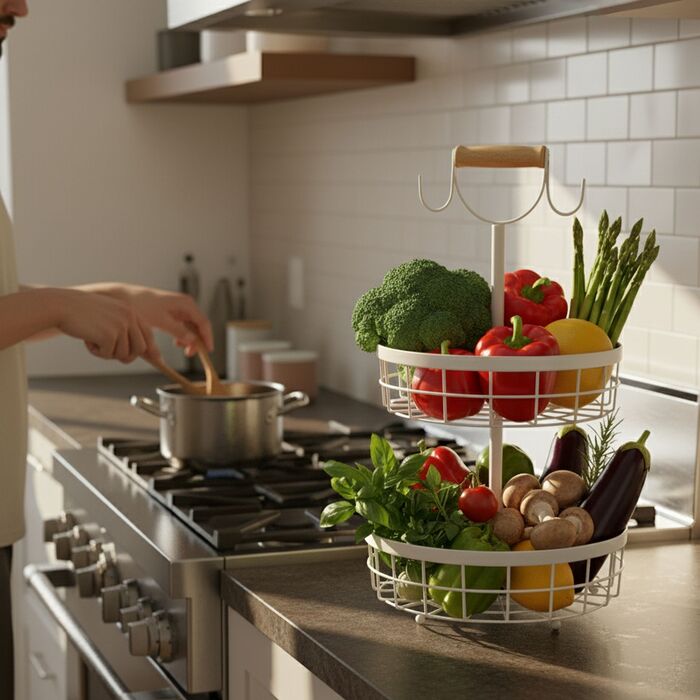 Relaxdays Двоярусна етажерка для фруктів та овочів