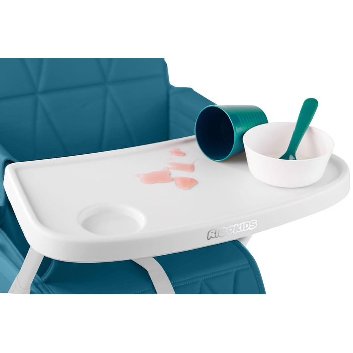 Дитячий стільчик RicoKids Hochstuhl Baby - стільчик для годування з регульованим столиком, 6-36 місяців, м'яке сидіння, міцна конструкція, 60x70x95 см, біло-блакитний