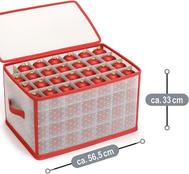 Коробка для зберігання 32 ялинкових прикрас Com-Four® - Сортувальник для ялинкових кульок та новорічного декору - Прозора/Червона