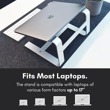 Підставка для ноутбука Macally ASTAND з алюмінію, сумісна з Apple MacBook, MacBook Air, MacBook Pro та іншими ноутбуками 10-17 дюймів, срібна