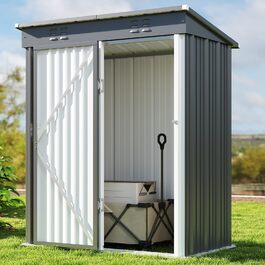 Металевий сарай для інструментів Bealife 180x162x95 см, сталевий садовий шоп, вуличний склад, дачний будиночок для двору, тераси, газону (Сірий)