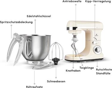 Міксер Karaca Blendburst Stand Mixer Iconic Beige, 1400W, 5.7л