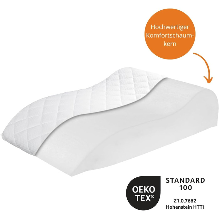 Подушка для ніг Sleepling Venenkissen: для підтримки ніг та комфортного сну, 40 x 68 x 16.5 см, 100% бавовна, Ökotex 100, Made in EU