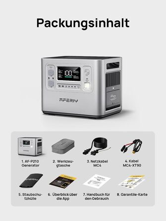 Портативна електростанція AFERIY 3840Wh з LiFePO4 акумулятором, USV, 3 виходи 3x230V AC (7200W пікова потужність), 2200W швидка зарядка, для кемпінгу та подорожей