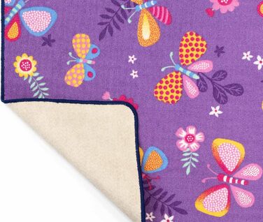 Дитячий килимок Primaflor - Papillon, рожевий, 100x150см, міцний ігровий килимок з метеликами, високоякісний килимок для дитячої кімнати, ігровий килимок для хлопчиків/дівчаток (фіолетовий, 100 x 150 см)
