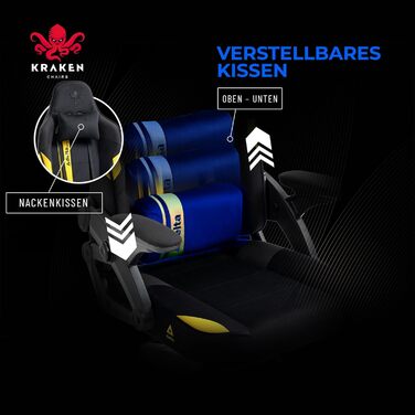 Ігрове крісло KRAKEN CHAIRS - чорно-жовте, ергономічне, для геймерів, вантажопідйомність 130 кг