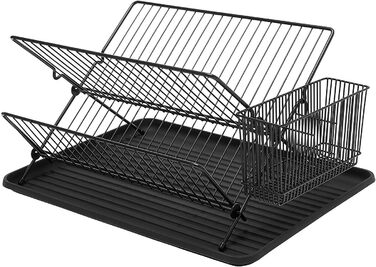Складаний сушарка для посуду Simplywire з підставкою для столових приборів, чорний порошкове покриття