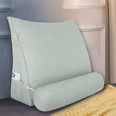 Подушка для спини, трикутна подушка для тіла, подушка для читання, 60 см (біла)