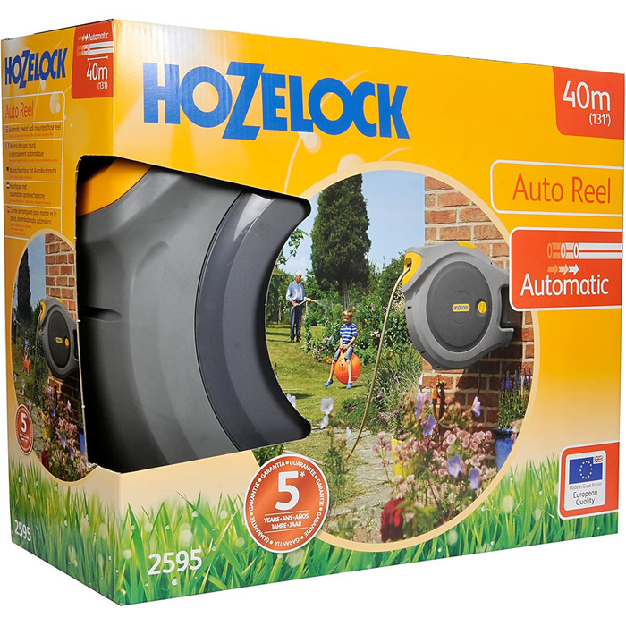 HOZELOCK Auto Reel 40m: Автоматичний шланг на котушці. Легка установка, шланг 40м, з розпилювачем та аксесуарами. 5 років гарантії. [2595R0000]
