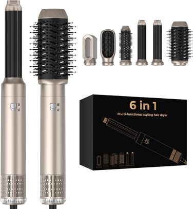 Фен Airstyler 6 в 1, Набір стайлерів OKWRAP Multi Hair, щітка для теплого повітря 1000 Вт (золотиста)