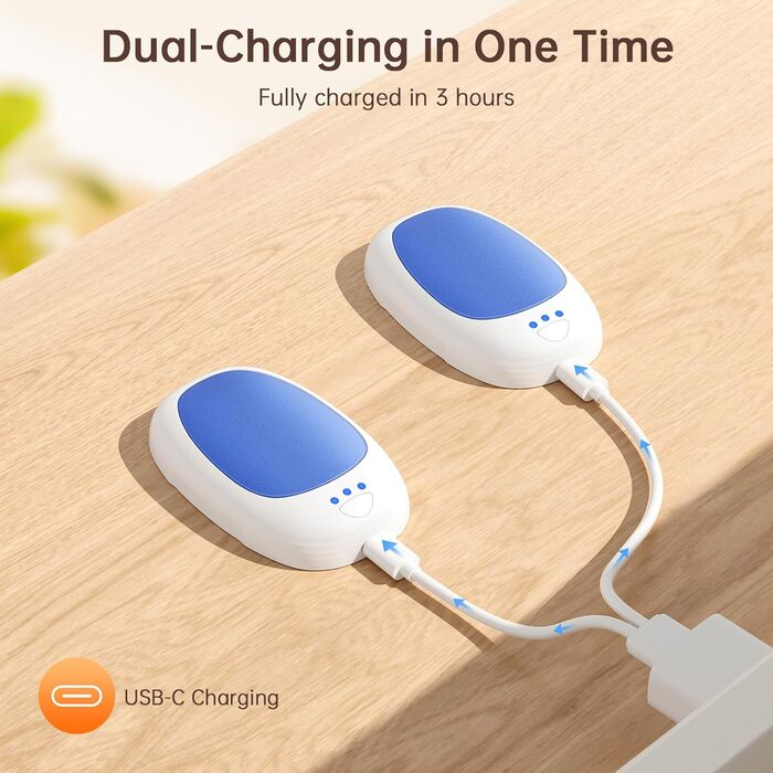 Jonwall Електричні грілки для рук, 2 шт., USB, багаторазові, портативні, 3 режими нагріву, для кемпінгу, полювання, гольфу, подарунок для жінок та чоловіків (блакитний)