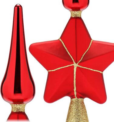 Мереживо для різдвяної ялинки com-four блискуче-мереживо для різдвяної ялинки з натурального скла-Мереживо для ялинки із зіркою, 29 см (червоний)