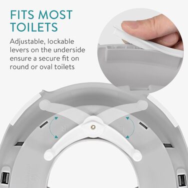 Насадка на унітаз Navaris для дітей (12 міс - 7 років) з антиковзним покриттям, ручками та захистом від бризок - сірий