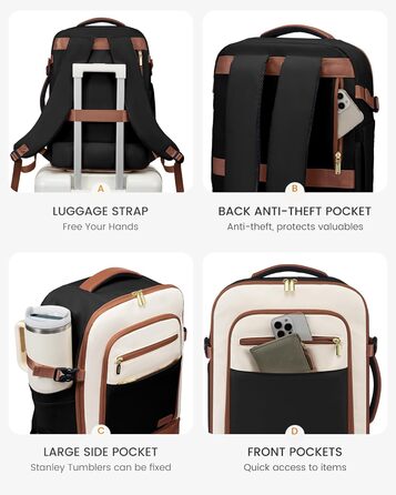 LOVEVOOK Рюкзак для ручної поклажі 40L з окремим відділенням для взуття, жіночий, для подорожей (3 шт.)