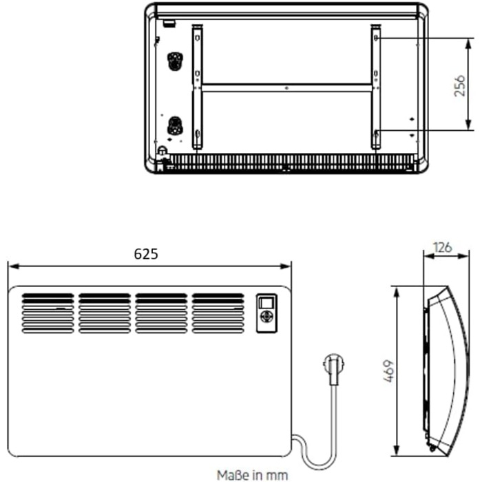 Настінний конвектор AEG WKL 755, енергозберігаючий електричний обігрівач, протестований TV 750 Вт, LCD дисплей, тижневий таймер, 236532, білий (приблизно на 20 м, алюмінієва передня панель і таймер на 120 хвилин)