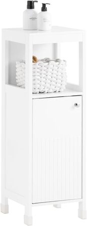 Шафка для ванної кімнати SoBuy BZR186-W, 30x30x89 см, білий колір, з регульованими полицями, вузька, для маленьких ванних кімнат