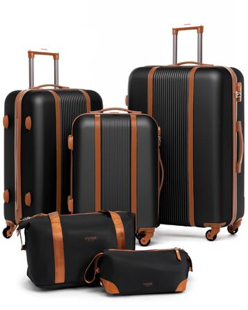 Набір валіз FERGÉ Milano 5-ти частинний (3 розміри) + сумка + органайзер - чорний