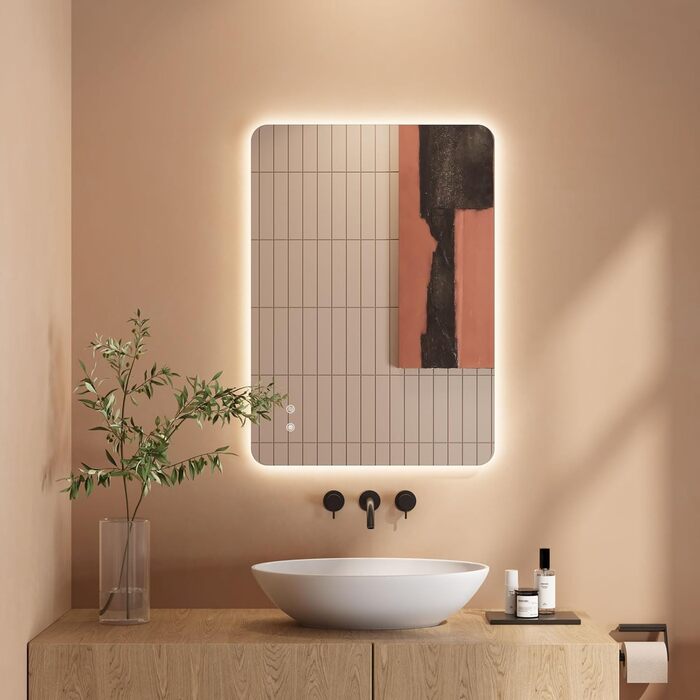 Дзеркало для ванної кімнати з LED підсвічуванням Dripex, сенсорне керування, регулювання яскравості, 3 кольори світла, антизапар, 80x80 см