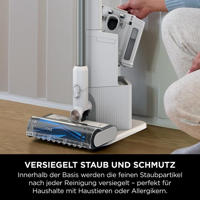 Пылесос Shark Clean & Empty с док-станцией для самоочистки, до 40 мин. работы, беспроводной, для шерсти животных, ковров и твердых полов, с LED-подсветкой, тихий, белый/синий, BU3521EU