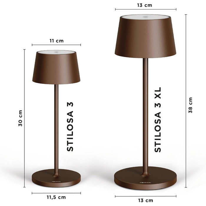Стійка LED-лампа Stilosa 3 XL з регулюванням яскравості, IP54, акумулятор, тепле світло, USB-C, бронза, 38 см