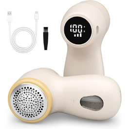 Електричний видальник для одягу та меблів, видалення ворсу, 6-лезове, перезаряджуваний, з цифровим дисплеєм, білий