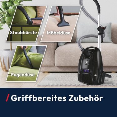 Пылесос Hoover HE2 Kompakter: Мощний пилосос з мішком для твердих підлог та килимів, фільтр EPA, 3,5 л контейнер для пилу, аксесуари, 850 Вт, радіус дії 10 м [HE2Z10A]