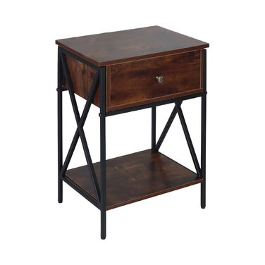 Relaxdays: Промисловий приліжкові столи з шухлядою та полицею