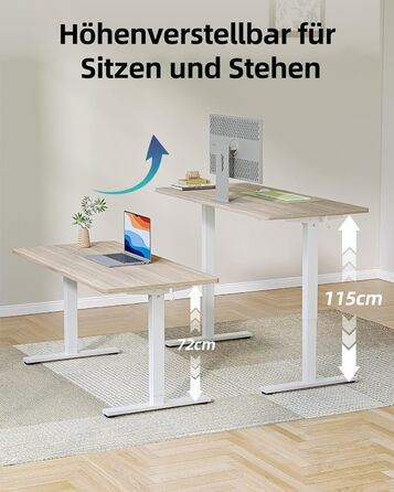 Регульований стіл BEXEVUE 120x60 см, електричний, з пам'яттю, для комп'ютера, білий