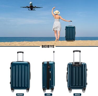 Набір валіз BEIBYE: валізи-ролики з полікарбонату (світло-зелений), 4 колеса