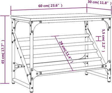 Полиця для взуття, тумба для взуття (60 x 30 x 45 см, дуб копчений)