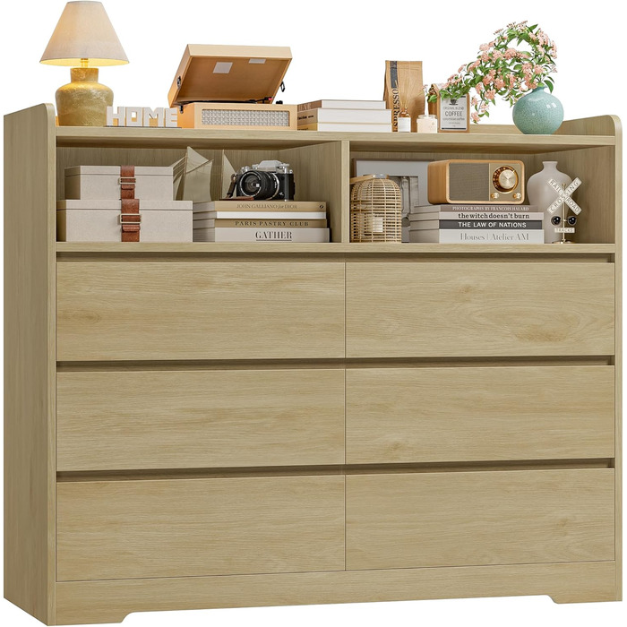 Комод FOREHILL з 6 висувними ящиками, 120 см, колір дуб - комод-тумба для спальні, вітальні, передпокою, 120x40x100 см