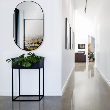 Дзеркало настінне овальне HOKO Design 45x75 см з металевим матовим каркасом. Можлива вертикальна та горизонтальна установка. Підходить для ванної кімнати, коридору, спальні та вітальні.