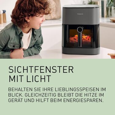 Фритюрниця повітряна Panasonic NF-CC500SXE, 5 л, з вікном, 80–200 °C, 11 програм, LCD-дисплей, покриття антипригарне, сірий матовий, ETM Award 2024