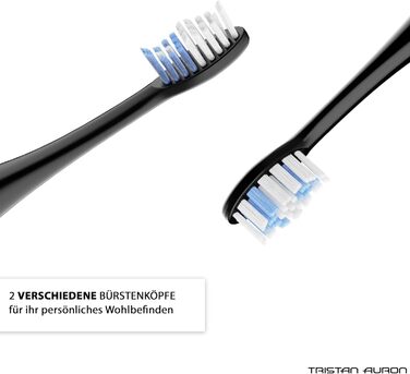 Електрична зубна щітка Tristan Auron – 55 000 вібрацій, 5 режимів, 60 днів роботи від акумулятора, компактна та тиха, з 2 насадками, для делікатного очищення зубів (червона) (Z - Bürstenköpfe)