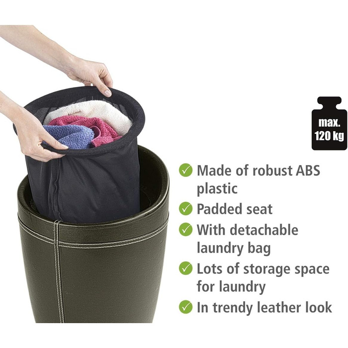 Пуф WENKO Candy з місцем для зберігання, коричневий, ABS-пластик, 20 л, Ø 36 x 50,5 см