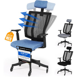 Стілець SIT RELAXED Ергономічне офісне крісло для роботи Надзвичайно зручний і гнучкий Ідеальне офісне крісло для дому Крісло для кабінету в сіро-блакитному кольорі найвищої якості