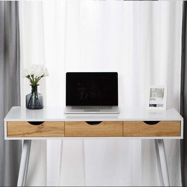 Комп'ютерний стіл з шухлядами, 110x50x78 см, білий, метал та E1 ДСП, для дому та офісу