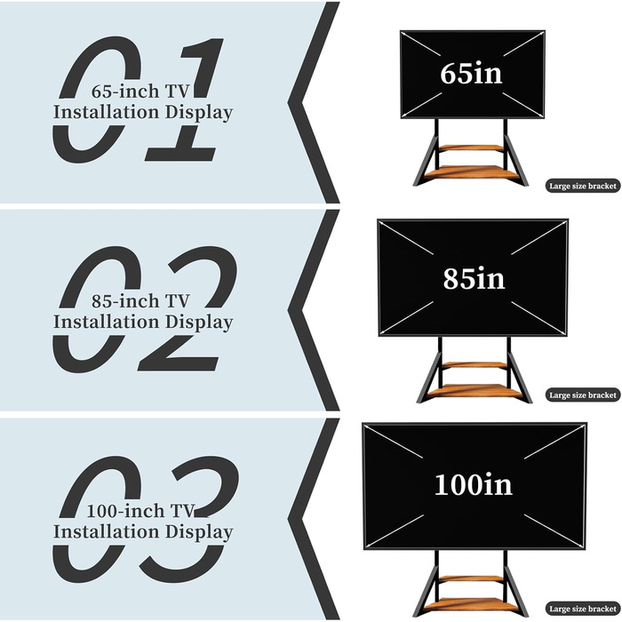 Стійка для телевізора Boden 65-100 дюймів з поличкою, чорна, VESA 800x600, модель VC-Z1188