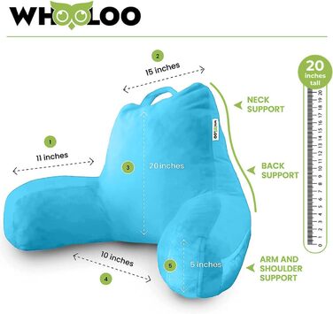 Подушка для сидіння в ліжку з підтримкою спини, великий кут нахилу для дорослих, для перегляду телевізора, підставка для ліжка, для людей з ГЕРХ, печією, відновлення, храпіння, виготовлена у США, 100% піна з пам'яті ефектом
