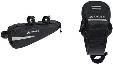 Рамна сумка для велосипеда з кріпленням на липучці - 1,3 л - 11 x 28 x 4 см (чорна, One Size, комплект з сідлом, 0,6 літра)