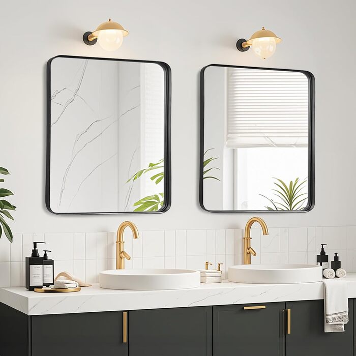 Дзеркало для ванної кімнати Fabuday, 61 x 76,2 см, без рами, для ванної, спальні, в стилі кантрі (Чорний)