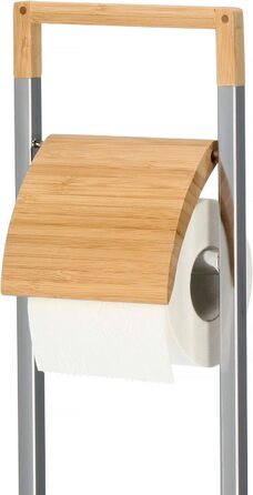 Стоячий унітаз підставка з інтегрованим тримачем для туалетного рулону бамбуковий метал тримач для туалетної щітки 75,5 см меблі для ванної кімнати щітка для унітазу 75,5 см колір нержавіюча сталь, метал, бамбук