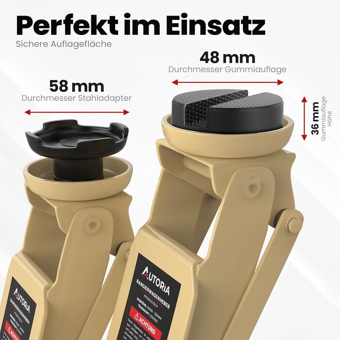 Гідравлічний домкрат Wagenheber 2.5T низькопрофільний для легкових авто та авто з заниженою підвіскою, до 2500 кг, бежевий + 3 гумові накладки та адаптер