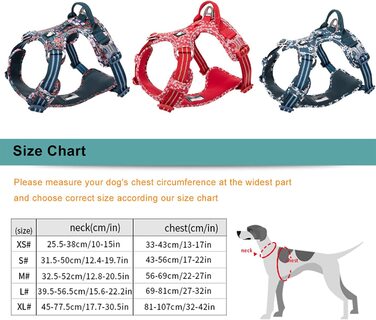 Шлейка для собак tineer з квітковим малюнком, що не тягнеться, Світловідбиваюча нейлонова регульована м'яка жилетка для дресирування маленьких собак середнього розміру (XS груди 33-43 см, синьо-Червоний) XS груди 33-43 см, синьо-червоний