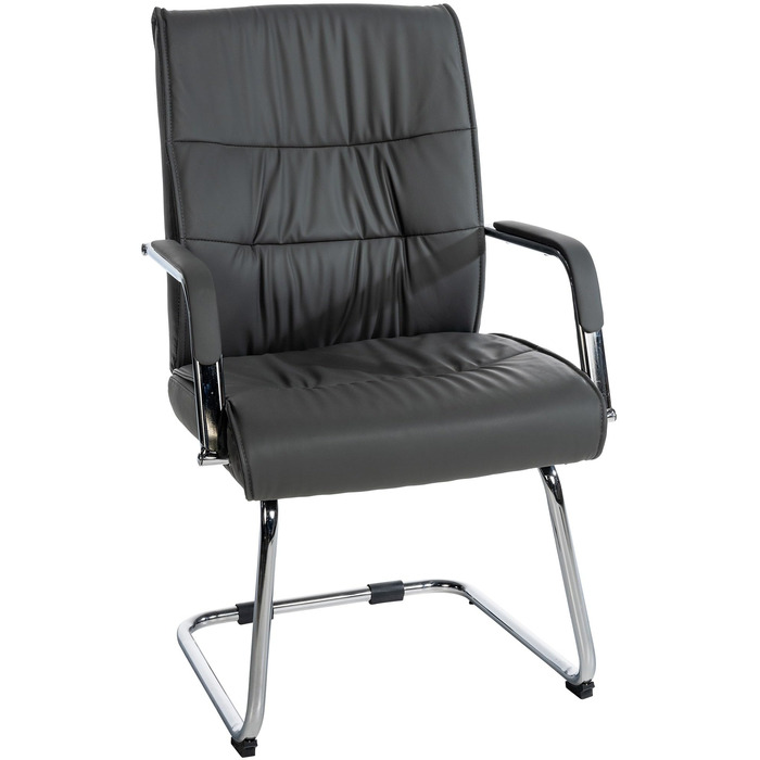 Стілець офісний Sievert з м'якою спинкою та оббивкою зі штучної шкіри, сірий | Конференційний стілець з підлокітниками